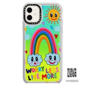 Casetify Neon Glow in the Dark Liquid iPhone 11 Case “Worry Less Live More”